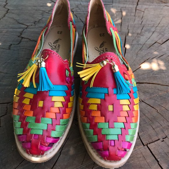 Original Mexican Pompom Huarache Tassel Sandals - Picture 2 of 5